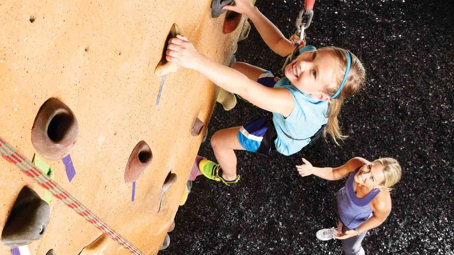 Climbing Wall at Life Time Indoor Rock Climbing for the Family